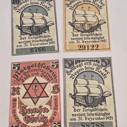 WWII Nazi Germany Jewish Notgeld Banknotes – Judaica / Hansa Görlitz Set