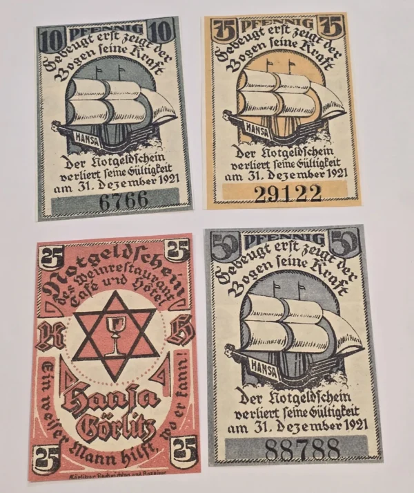 WWII Nazi Germany Jewish Notgeld Banknotes – Judaica / Hansa Görlitz Set