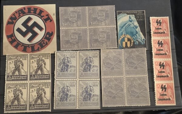 WW2 Nazi German Third Reich NSDAP HJ Hitler Youth Propaganda Stamp Lot