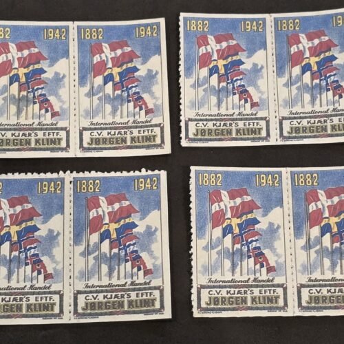 20250327_124901 DNSAP 1942 International Handel Flag Labels Denmark Nazi Party WWII Era Set of 8