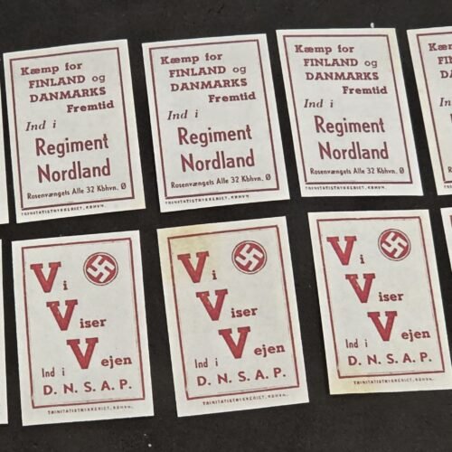 20250327_130832 DNSAP Denmark Nazi Party Danish Regiment Nordland Finland Waffen SS Recruitment Labels Set of 10