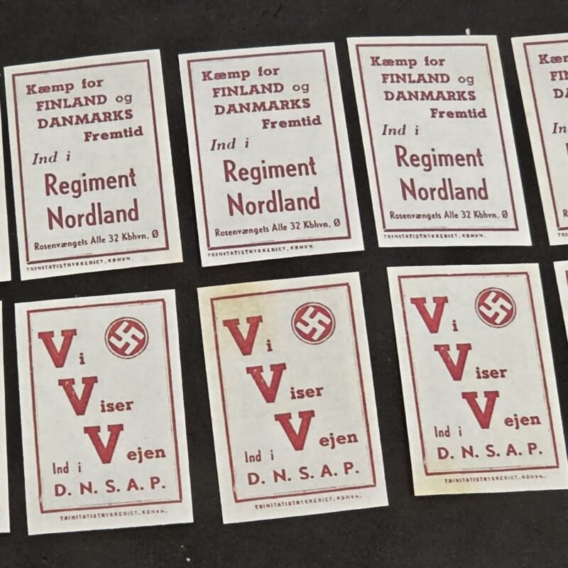 20250327_130832 DNSAP Denmark Nazi Party Danish Regiment Nordland Finland Waffen SS Recruitment Labels Set of 10
