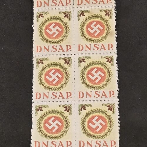 20250327_131933 DNSAP Denmark Nazi Party Third Reich Christmas Wreath Labels – Jpined Block x 10 MNH