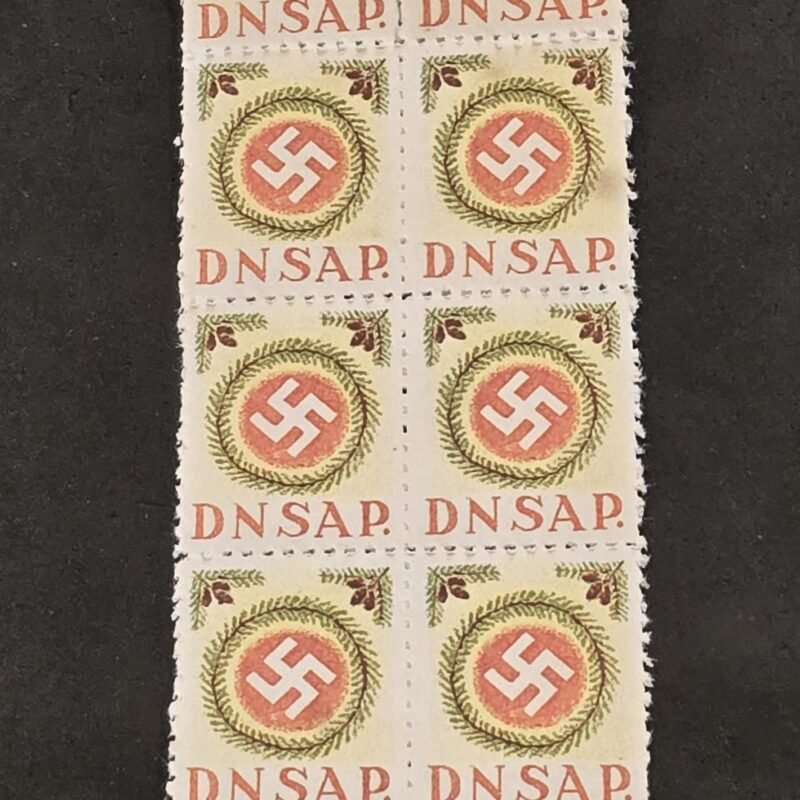 20250327_131933 DNSAP Denmark Nazi Party Third Reich Christmas Wreath Labels – Jpined Block x 10 MNH
