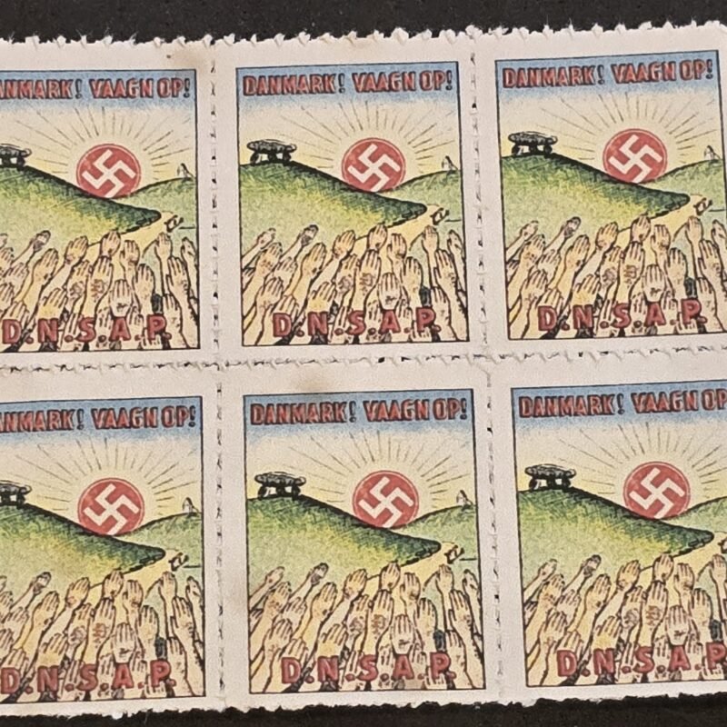 20250327_132128 DNSAP Denmark Nazi Party Danmark Vaagn Op Nazi Propaganda Labels MNH Block of 6