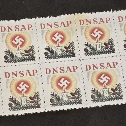 20250327_132950 DNSAP Denmark Nazi Party DNSAP Danish Nazi Christmas Swastika Flame Candle Stamp Labels MNH Block of 8