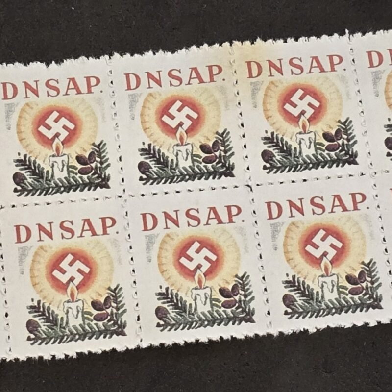 20250327_132950 DNSAP Denmark Nazi Party DNSAP Danish Nazi Christmas Swastika Flame Candle Stamp Labels MNH Block of 8