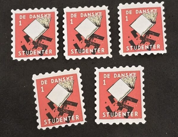 20250327_133600 Anti DNSAP Denmark Nazi Party De Danske Studenter Danish Political Propaganda Stamp Labels Set of 5