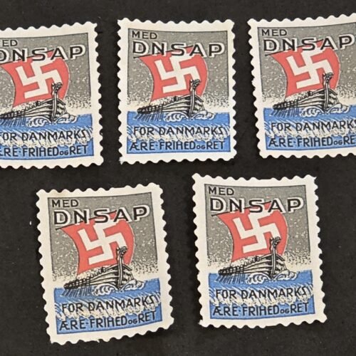 20250327_134611 DNSAP Denmark Nazi Party Viking Ship For Danmark Nazi Propaganda Labels MNH Set of 5