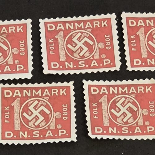 20250327_135135 DNSAP Denmark Nazi Party Denmark 1 Øre Nazi Propaganda Swastika Stamp Labels MNH Set of 5