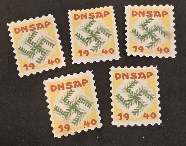 20250327_135452 DNSAP Denmark Nazi Party Christmas 1940 Danish Nazi Evergreen Propaganda Stamp Labels MNH Set of 5