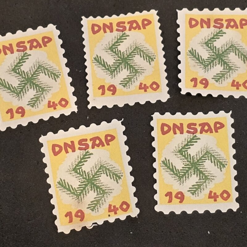 20250327_135452 DNSAP Denmark Nazi Party Christmas 1940 Danish Nazi Evergreen Propaganda Stamp Labels MNH Set of 5