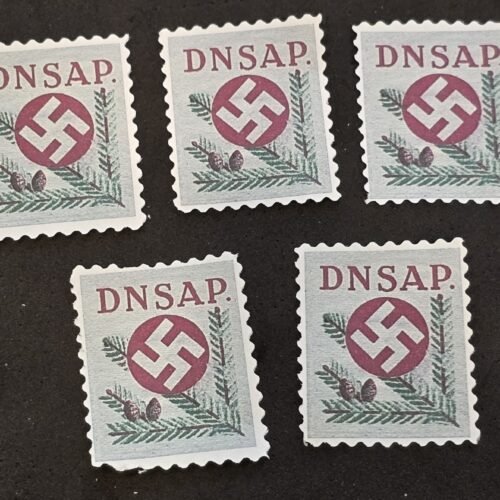 20250327_135750 DNSAP Denmark Nazi Party Danish Nazi Evergreen Pine Cone Stamp Labels MNH Set of 5