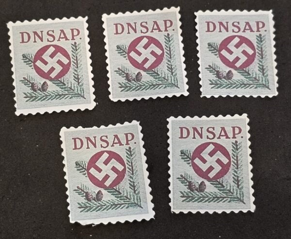 20250327_135750 DNSAP Denmark Nazi Party Danish Nazi Evergreen Pine Cone Stamp Labels MNH Set of 5