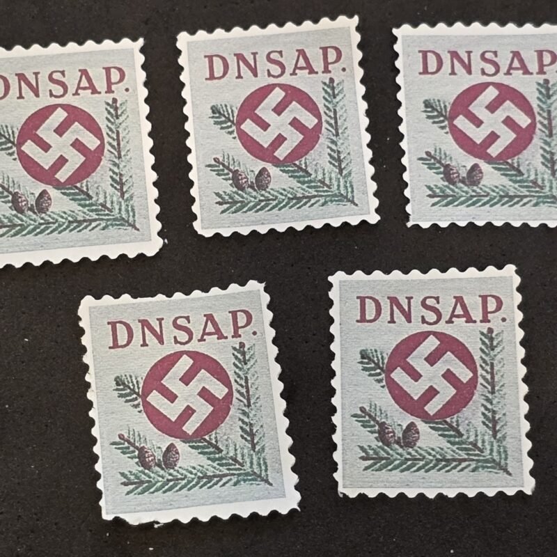 20250327_135750 DNSAP Denmark Nazi Party Danish Nazi Evergreen Pine Cone Stamp Labels MNH Set of 5