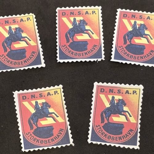 20250327_142704 DNSAP Denmark Nazi Party Storkøbenhavn Copenhagen Nazi Propaganda Stamp Labels Set of 5