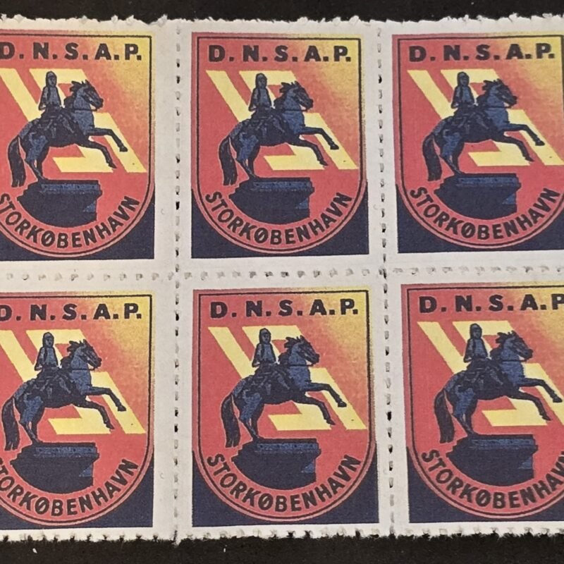 20250327_142740 DNSAP Denmark Nazi Party Storkøbenhavn Copenhagen Nazi Propaganda Stamp Labels Joined Block x 6