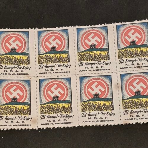 20250327_142851 DNSAP Denmark Nazi Party NSAP Til Kamp For Sejr Propaganda Stamp Labels MNH Block of 8