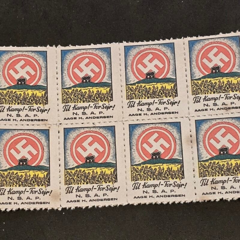 20250327_142851 DNSAP Denmark Nazi Party NSAP Til Kamp For Sejr Propaganda Stamp Labels MNH Block of 8