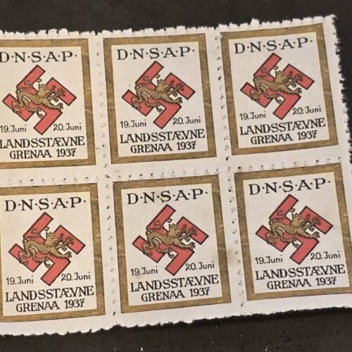20250327_142935 DNSAP Denmark Nazi Party Grenaa 1937 Landsstævne – Swastika w Lion Block of 6