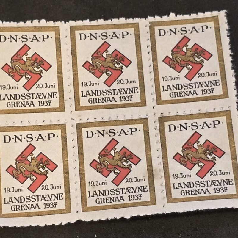20250327_142935 DNSAP Denmark Nazi Party Grenaa 1937 Landsstævne – Swastika w Lion Block of 6