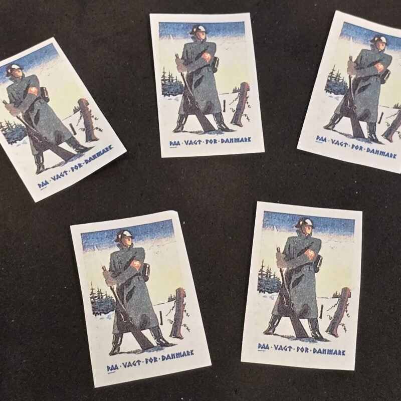 20250327_143210 DNSAP Denmark Nazi Party Danish WWII-Era Propaganda Label Set – “Paa Vagt For Danmark” – 5 Pieces