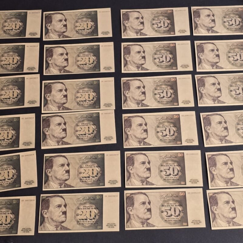 20250328_130959 Nazi German Third Reich NSDAP Adolf Hitler Novelty Currency Money Set – 20 & 50 Mark – Dealer Lot of 12 Sets