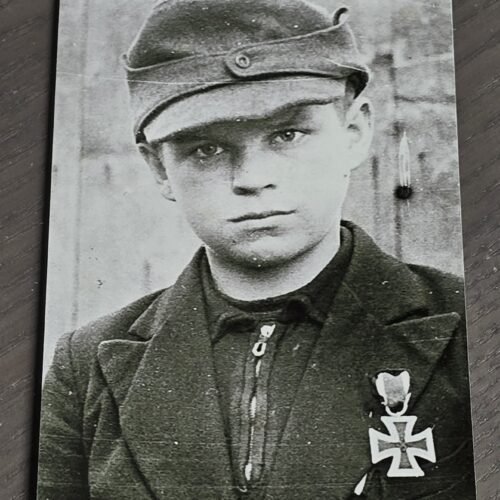 WWII German 12 year old Alfred Czech Iron Cross Recipient 1944 Portrait Photo