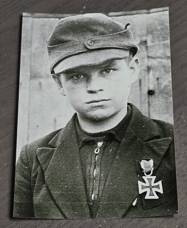 WWII German 12 year old Alfred Czech Iron Cross Recipient 1944 Portrait Photo