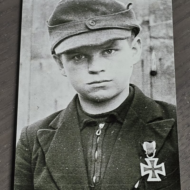 WWII German 12 year old Alfred Czech Iron Cross Recipient 1944 Portrait Photo