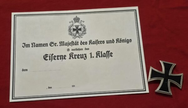 20260708_143155 WW1 Imperial German VAULTED 1914 EK1 Iron Cross 1st class medal Award Document
