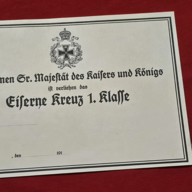 20260708_143155 WW1 Imperial German VAULTED 1914 EK1 Iron Cross 1st class medal Award Document