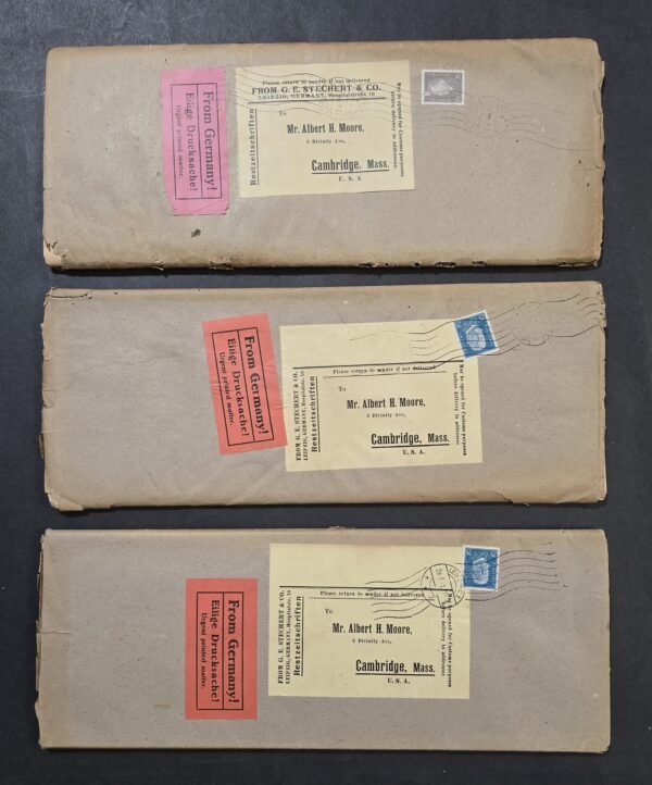 Rare Third Reich Nazi German 1931 Die Woche Magazine Collection Still in Original Mailed Wrappers to USA – 3 Issues Leipzig Germany Postal History