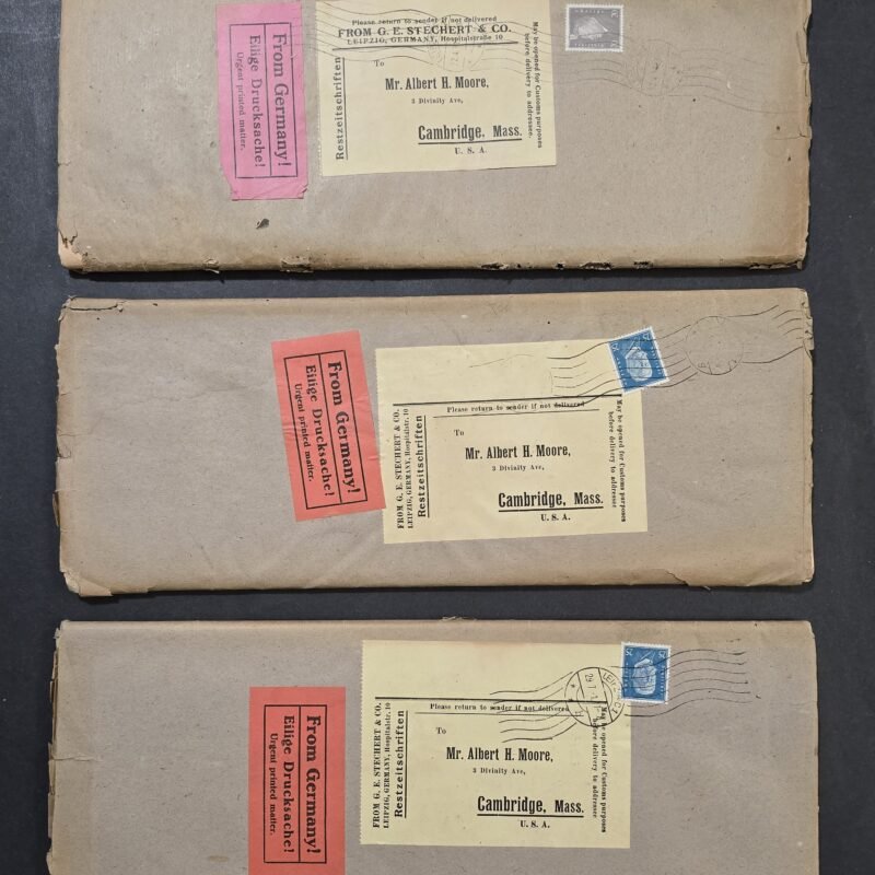 Rare Third Reich Nazi German 1931 Die Woche Magazine Collection Still in Original Mailed Wrappers to USA – 3 Issues Leipzig Germany Postal History