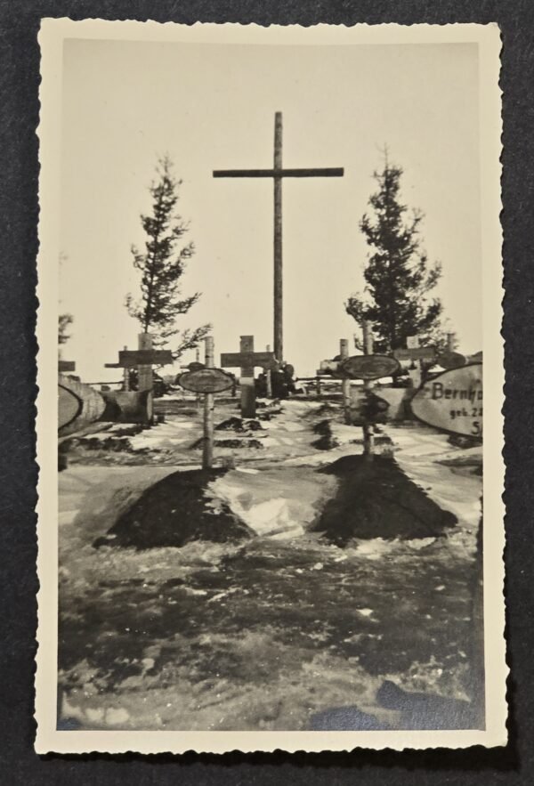 WWII German Soldiers KIA Graves Cemetery RPPC Photo Postcard Fallen Heroes Cross