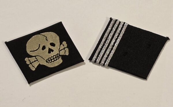 WW2 Nazi German SS Totenkopf Deathshead Div Skull Bevo Collar tabs patches