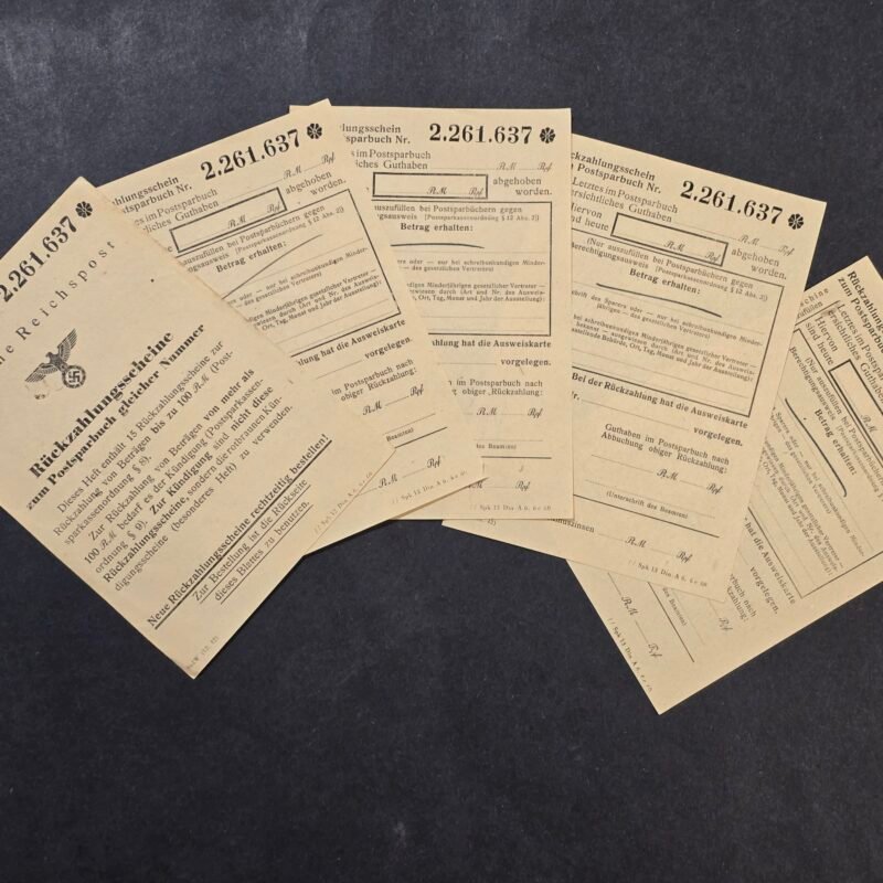 WWII Nazi German Third Reich Deutsche Reichspost Postsparbuch Withdrawal Forms Booklet Unused