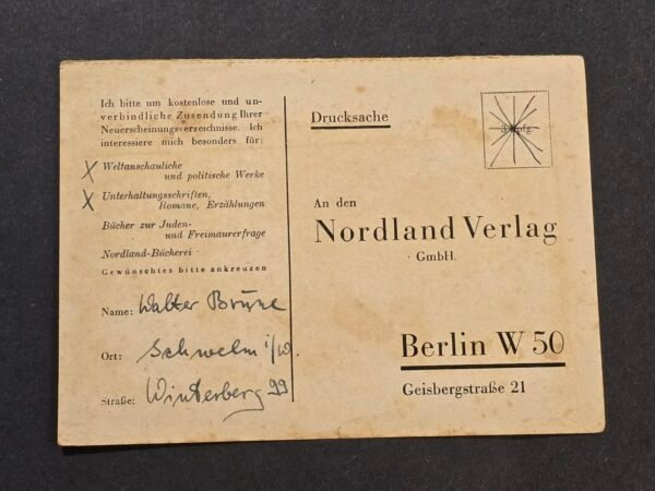 20260802_172101 Anti Semitic Jewish Nordland Publishing House Berlin HEIL HITLER! WW2 Nazi German Third Reich postcard