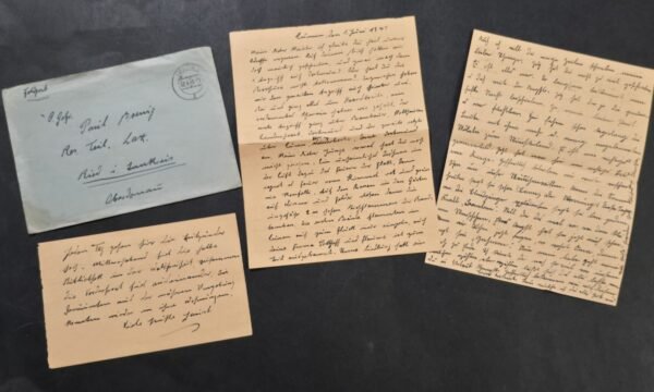 Original 1943 German Luftwaffe Soldier Letter Group w/ Envelope 1947 Follow-Up WWII Correspondence