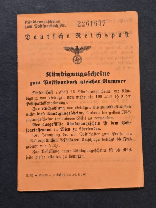 20260802_172530 WWII Nazi German Third Reich Deutsche Reichspost Postsparbuch Booklet (Wien / Vienna)