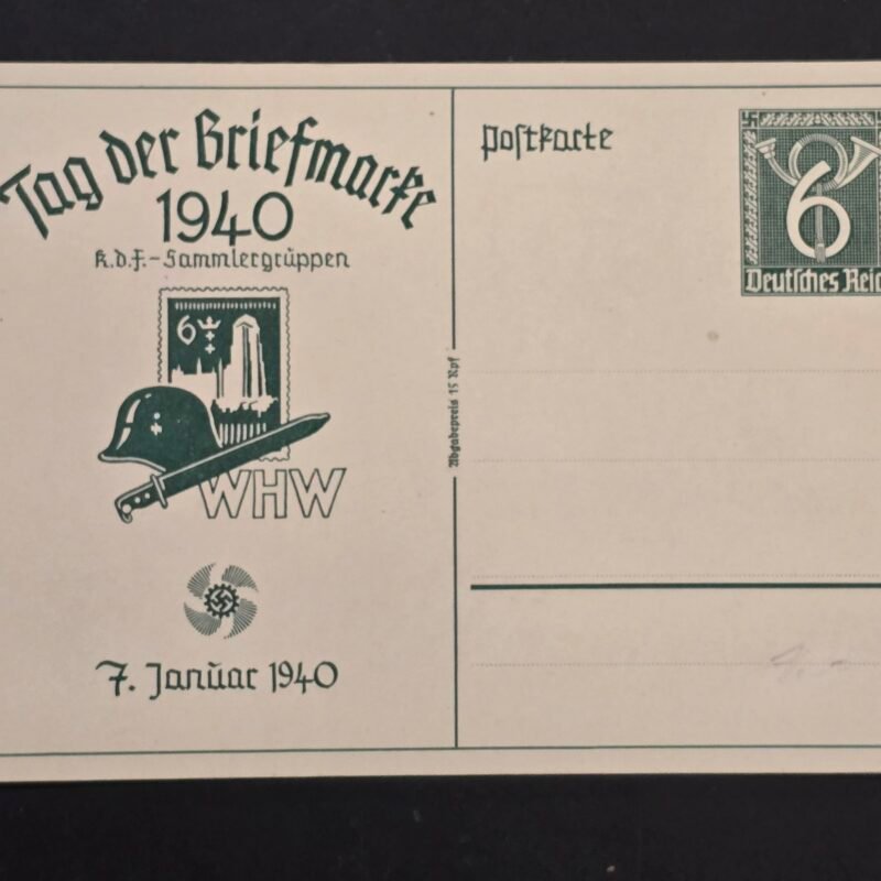20260806_155054 WW2 Nazi German Third Reich Steel Helmet Bayonet WHW KdF Propaganda Postcard 1940