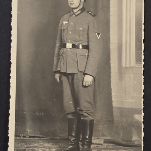 20260806_160059 Original WWII German Wehrmacht Soldier RPPC Steel Helmet Uniform Portrait Photo