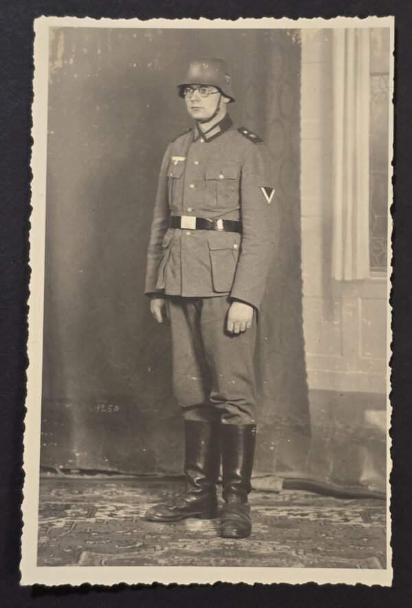 20260806_160059 Original WWII German Wehrmacht Soldier RPPC Steel Helmet Uniform Portrait Photo