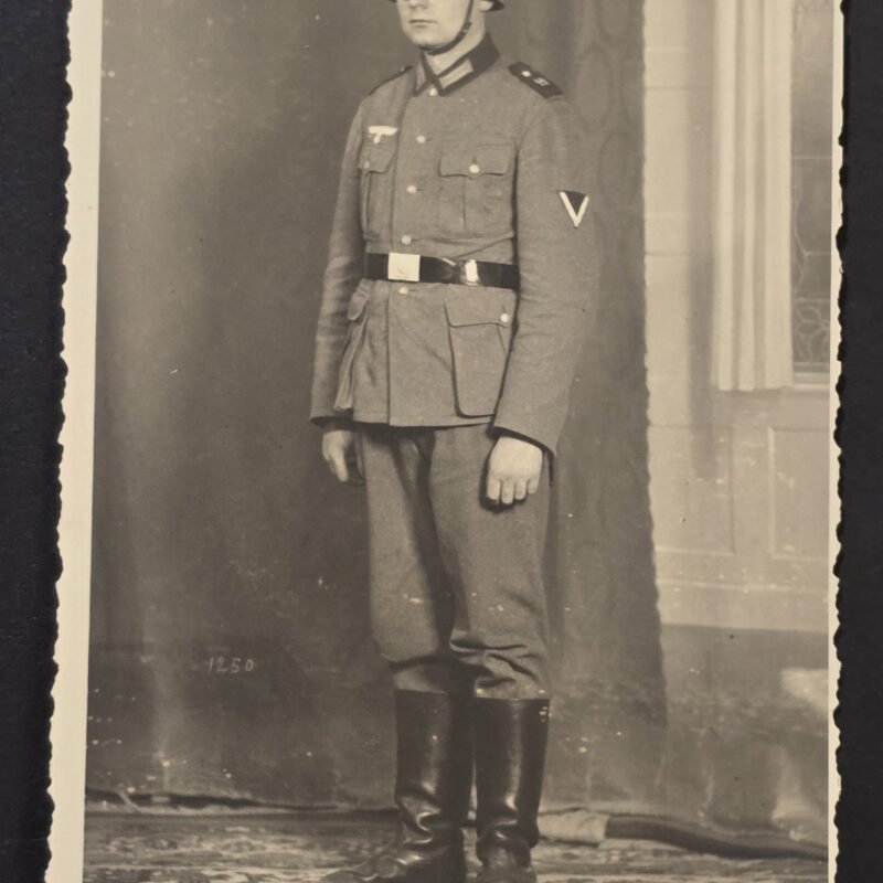 20260806_160059 Original WWII German Wehrmacht Soldier RPPC Steel Helmet Uniform Portrait Photo