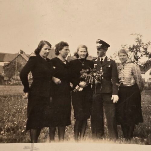 WWII German Uniformed Luftwaffe Soldier Family Gathering Photo