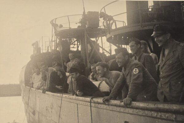 20260807_162529 WWII German Kriegsmarine Sailors Aboard Warship Original Military Photo Postcard RPPC
