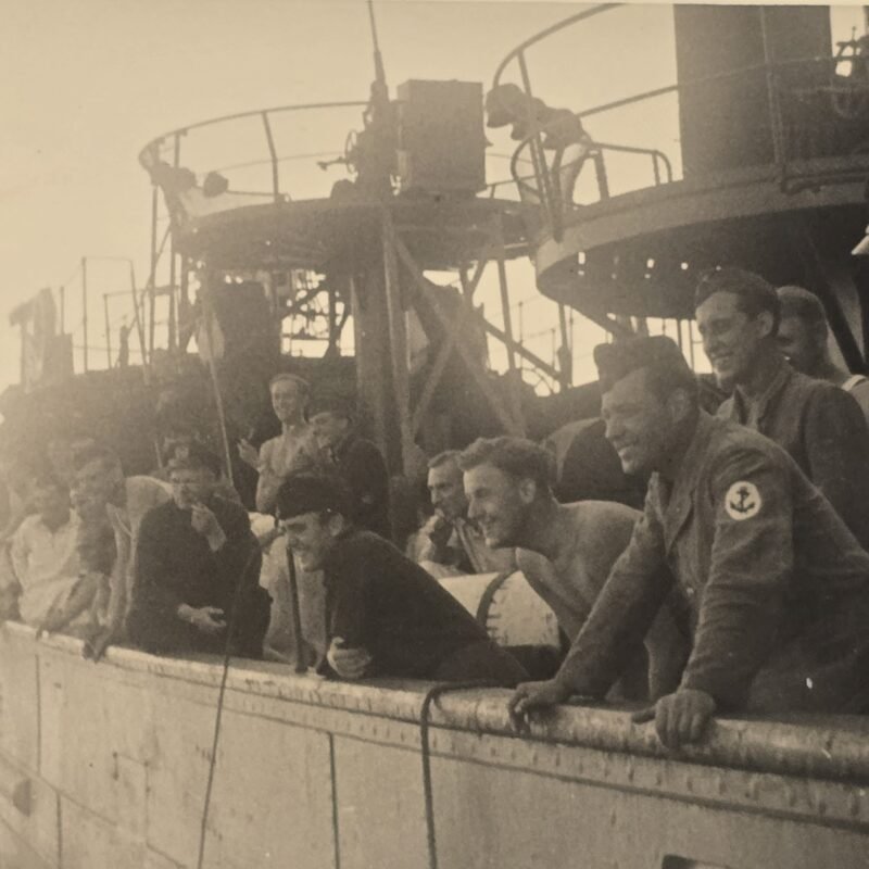 20260807_162529 WWII German Kriegsmarine Sailors Aboard Warship Original Military Photo Postcard RPPC