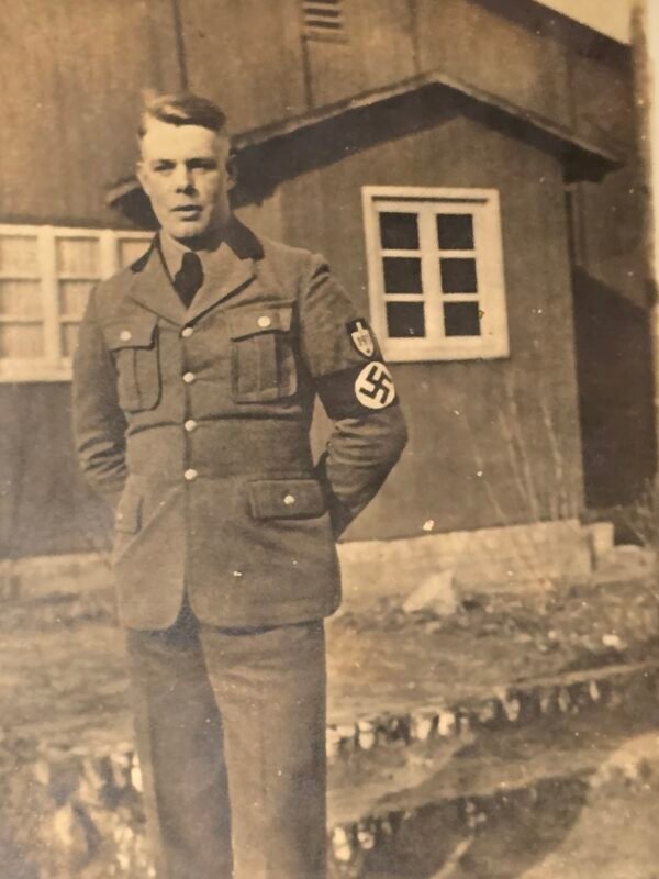 20260807_162920 WWII German RAD Labor Service Soldier w Swastika Armband Portrait Photo Postcard