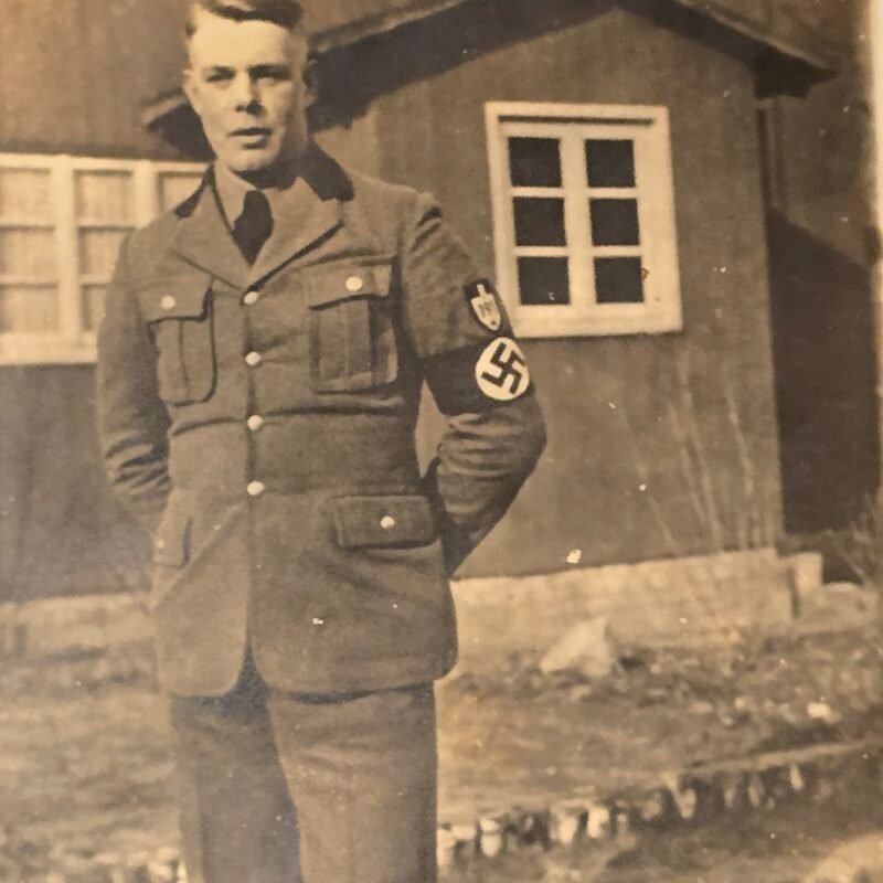 20260807_162920 WWII German RAD Labor Service Soldier w Swastika Armband Portrait Photo Postcard