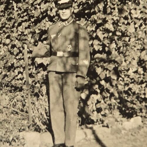 Luftwaffe Soldier w Anti Aircraft Flak battle badge medal WW2 German Military war Photo